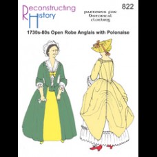 Gown 1750-1780s Open Robe Anglais w Polonaise Option Pattern