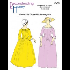 Gown 1740-1770s Closed Robe Anglais Pattern